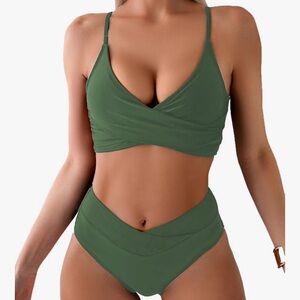 Olive Green Women's Swimwear Set